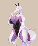  bedroom_eyes big_breasts breasts brown_background bunny_costume busty_feral clothed clothed_feral clothing costume fake_ears female feral half-closed_eyes huge_breasts nintendo pok&eacute;mon pok&eacute;mon_(species) purple_eyes salazzle seductive shiny_pok&eacute;mon simple_background smile solo tetto thick_thighs video_games wide_hips 