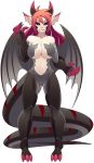  2019 5_fingers alpha_channel big_breasts black_sclera breasts digital_media_(artwork) dragon female fingers hair hi_res humanoid membrane_(anatomy) membranous_wings phation red_eyes red_hair simple_background solo transparent_background wings 
