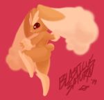  anthro blasticussaturn female lagomorph looking_at_viewer lopunny mammal nintendo pok&eacute;mon pok&eacute;mon_(species) pose red_eyes signature simple_background smile solo thick_thighs video_games 