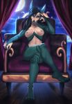  alasta anthro breasts canid canine chair female hair hi_res looking_at_viewer mammal nipples nude sitting smile solo throne 