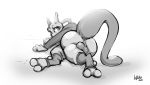  balls big_butt bottomless butt clothed clothing greyscale hoodie lapatte legendary_pok&eacute;mon legwear looking_at_viewer male mewtwo monochrome nintendo pat_(lapatte) pok&eacute;mon pok&eacute;mon_(species) sketch socks solo topwear video_games 