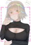  breast_hold cleavage fate/grand_order jeanne_d&#039;arc jeanne_d&#039;arc_(fate) rushian sweater 