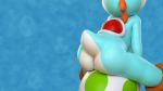  16:9 2018 4k absurd_res anthro balls big_butt blue_background blue_theme butt cinnamoncookies cyan_yoshi egg faceless_male hi_res male mario_bros nintendo perineum rear_view simple_background sitting solo video_games yoshi 