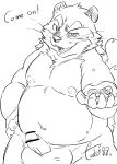  2019 absurd_res anthro balls belly big_balls canid canine censored english_text erection hi_res humanoid_hands humanoid_penis male mammal moobs nipples overweight overweight_male penis raccoon_dog simple_background solo tanuki text tiri_mama white_background 
