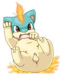  3_fingers 3_toes anus cub feral fingers low_res male nintendo penis pok&eacute;mon pok&eacute;mon_(species) quilava red_eyes simple_background solo toes unknown_artist video_games white_background young 