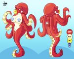  5:4 breasts cephalopod coleoid ear_piercing ear_ring female hi_res jamearts lipstick makeup marine model_sheet mollusk octopodiform piercing solo 