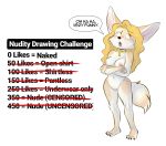  annoyed anthro blonde_hair breasts canid canine claws collar crossed_arms crossed_out english_text female fennec fox fur hair jonas lock mammal multicolored_fur nipples penny_fenmore pussy solo speech_bubble tan_fur text white_fur 