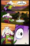  absolutedream arrow asriel_dreemurr boss_monster bovid caprine comic dialogue english_text hi_res human mammal melee_weapon polearm protagonist_(undertale) running spear text undertale video_games vines weapon 