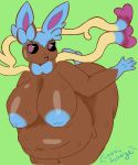  2019 absurd_res anthro areola belly bent_over big_belly big_breasts big_butt black_sclera breasts butt candy chocolate cosmicscourge dripping eeveelution female food food_creature hi_res huge_breasts huge_butt hyper hyper_belly inverted_nipples looking_at_viewer nintendo nipples obese overweight overweight_female pok&eacute;mon pok&eacute;mon_(species) smile sylveon thick_thighs video_games wide_hips 