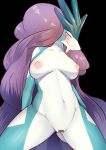  2019 absurd_res anthro anthrofied blush breasts breasts_apart canid canine censored female hair hi_res legendary_pok&eacute;mon mammal natural_breasts nintendo nipples nude pok&eacute;mon pok&eacute;mon_(species) pok&eacute;morph pussy red_eyes simple_background solo suicune umisag85rabb99 video_games 