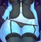  ambiguous_species anthro camel_toe clothed clothing female kitsunewaffles-chan legwear lingerie panties solo standing thigh_highs underwear 