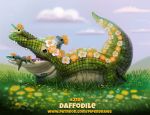  cloud crocodile crocodilian crocodylid cryptid-creations field flower grass hill plant reptile scalie sky 
