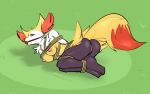  ball_gag bdsm bondage bound braixen breasts canid canine crotch_rope female gag looking_at_viewer mammal nintendo nipples pok&eacute;mon pok&eacute;mon_(species) rope rope_bondage solo video_games zinnick 