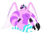  anthro breasts clothed clothing dragon feathered_wings feathers female fur furred_dragon kitsunewaffles-chan kneeling legwear looking_at_viewer pattern_clothing pattern_legwear smile solo striped_clothing striped_legwear stripes thigh_highs tongue tongue_out wings 