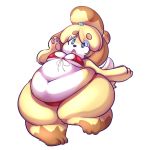  animal_crossing anthro belly big_belly bikini breasts canid canine canis clothed clothing deep_navel domestic_dog female front_view hair hi_res huge_hips huge_thighs isabelle_(animal_crossing) mammal navel nintendo obese obese_female open_mouth overweight overweight_female princecoffeecakes skimpy solo swimwear thick_thighs video_games wide_hips 