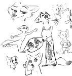  2019 ambiguous_gender antelope anthro balancing ball barefoot basketball_(ball) basketball_uniform bottomwear bovid canid canine cheek_tuft chest_tuft clothed clothing disney elbow_tufts facial_markings fan_character fox fuel_(artist) fuel_(character) gazelle gesture greyscale half-closed_eyes hand_on_hip head_markings hi_res holding_ball holding_object holding_tongue horn long_tongue looking_at_viewer mammal markings monochrome neck_tuft necktie nick_wilde nude on_one_leg open_mouth open_smile rosie_(zootopia) shirt shorts simple_background sketch_page skye_(zootopia) smile solo sportswear standing tank_top thumbs_up tongue topwear tuft uniform white_background zootopia 
