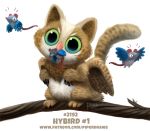  avian bird branch cryptid-creations domestic_cat felid feline felis hybrid mammal mouse murid murine owl rodent 