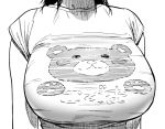  1girl animal_print bear_print breasts close-up genderswap genderswap_(mtf) golden_kamuy greyscale kimidake large_breasts monochrome shirt short_sleeves simple_background sugimoto_saichi white_background 