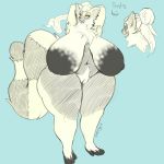  1:1 2019 anthro areola big_breasts breasts digital_media_(artwork) female hair hairy_pussy hazel_(smuttysquid) hi_res huge_areola huge_breasts jroy101 lemur mammal nipples primate pubes pussy ring-tailed_lemur simple_background slightly_chubby solo strepsirrhine text thick_thighs 