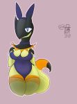  anthro bunny_costume clothed clothing costume female heliolisk nintendo pok&eacute;mon pok&eacute;mon_(species) simple_background solo tagme vagoncho video_games wide_hips 