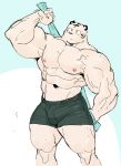  2018 abs anthro biceps digital_media_(artwork) felid fur hi_res kemono male mammal muscular muscular_male nipples pantherine solo syukapong tiger 