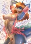 2019 anthro aquatic_dragon blush breasts dragon female girlsay hair hi_res looking_at_viewer marine nipples non-mammal_breasts pussy scalie smile solo 