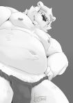  2019 anthro belly bulge clothing eyewear fundoshi glasses humanoid_hands japanese_clothing komanokura leib_(tas) male mammal moobs navel nipples overweight overweight_male polar_bear simple_background smoking solo tokyo_afterschool_summoners underwear ursid ursine video_games yuki_method 