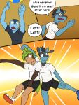  anthro anthrofied ball bottomwear chespin clothed clothing comic froakie fully_clothed fuze hi_res male nintendo pok&eacute;mon pok&eacute;mon_(species) riolu shirt shorts sport t-shirt topwear video_games volleyball volleyball_(ball) 