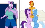  absurd_res anthro balls big_breasts bodily_fluids breasts cleavage clothed clothing cum cum_on_breasts cum_on_face equid female friendship_is_magic genital_fluids group group_sex hi_res horn licking male male/female mammal my_little_pony oral penile penis penis_lick sex starlight_glimmer_(mlp) steelph sunburst_(mlp) threesome titfuck tongue tongue_out trixie_(mlp) twilight_sparkle_(mlp) unicorn winged_unicorn wings 