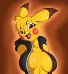  2019 anthro anthrofied breasts clothing digital_media_(artwork) female hi_res lipstick looking_at_viewer makeup nintendo open_mouth pichi_(suirano) pikachu pok&eacute;mon pok&eacute;mon_(species) signature solo suirano video_games 