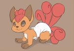  2014 ambiguous_gender black_nose brown_fur diaper feral foxehhyz fur furgonomics looking_at_viewer lying multi_tail nintendo pok&eacute;mon pok&eacute;mon_(species) simple_background solo video_games vulpix 