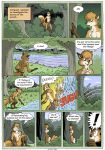  ! 2015 anthro canid canine clothed clothing comic detailed_background dialogue english_text farin forest fox furgonomics geminisaint hi_res loincloth male mammal nature river scared sitting solo speech_bubble startled tail_clothing text topless tree tribal water 