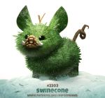  cryptid-creations domestic_pig mammal pinecone snow solo suid suina sus_(pig) 