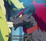  2019 animated bna_v5 bodily_fluids demon_lord_dragon_batzz dragon english_text erection future_card_buddyfight male male/male penis reptile saliva scalie text 