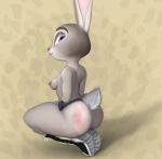  anthro belt big_butt boots breasts butt butt_focus clothing coffeewithdicks digital_media_(artwork) disney female footwear judy_hopps kneeling lagomorph legwear leporid long_ears looking_at_viewer looking_back mammal mostly_nude pink_nose purple_eyes rabbit rear_view shoes short_stack small_breasts solo spanking thick_thighs zootopia 