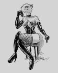  2018 anthro armwear bdsm black_collar black_nose breasts canid canine canis chair clothing collar corset digital_media_(artwork) elbow_gloves female fishnet fishnet_legwear footwear gesture gloves handwear high_heels holding_object legwear lingerie looking_at_viewer mammal nipples peskybatfish pointing pointing_down riding_crop shoes sitting solo whip wolf 