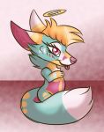  2019 anthro blush canid canine chibi cure_(character) digital_media_(artwork) female fox fur grumpy_griffin_creations hair hi_res looking_at_viewer mammal nude simple_background smile solo 
