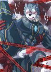  anal anal_penetration anthro balls blush bodily_fluids bodysuit breke canid canine canis clothing cum erection genital_fluids hi_res male male/male mammal muscular muscular_male open_mouth otouen penetration penis skinsuit tight_clothing tokyo_afterschool_summoners video_games wolf zipper 
