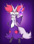  absurd_res anthro beauty_mark delphox feet female fire hi_res looking_at_viewer mahoxy nintendo pok&eacute;mon pok&eacute;mon_(species) solo standing video_games 