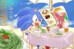  3:2 anthro beverage blue_fur chair chip_(sonic) clothing cutlery duo eating eulipotyphlan flying food footwear fork fur gloves green_eyes handwear hedgehog japanese_text kitchen_utensils male mammal menu outside pasta red_fur shoes sitting sky sonic_(series) sonic_the_hedgehog sonic_unleashed spaghetti table text tools white_fur wings なし 