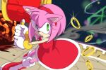  3:2 accessory amusement_park amy_rose anthro boots bracelet clothing dress eulipotyphlan female footwear fur gloves green_eyes hammer handwear headband hedgehog holding_object holding_weapon jewelry mammal open_mouth outside piko_piko_hammer pink_fur red_clothing red_dress solo sonic_(series) sonic_adventure tools weapon なし 