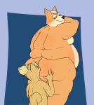  belly big_belly big_butt butt canid canine canis domestic_dog hair male mammal nude overweight shiba_inu simple_background sleepyras spitz thick_thighs 