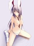  animal_ears bad_id bad_pixiv_id breasts bunny_ears from_above gisyo large_breasts navel panties reisen_udongein_inaba sitting socks solo topless touhou underwear 