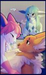  2019 absurd_res bodily_fluids comic digital_media_(artwork) eevee eeveelution elvche female glaceon hi_res male nintendo nipples pok&eacute;mon pok&eacute;mon_(species) saliva sylveon video_games 