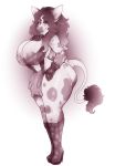  alexaxes anthro areola big_breasts bovid bovine breasts cattle clothed clothing female gloves handwear hi_res looking_at_viewer mammal monochrome skimpy smile solo standing teats thick_thighs udders 