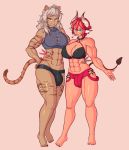  abs animal_humanoid big_breasts bovid bovid_humanoid bovine bovine_humanoid bra breasts bulge cat_humanoid cleavage clothed clothing cuchuflin duo felid felid_humanoid feline feline_humanoid gynomorph hi_res horn humanoid intersex looking_at_viewer mammal mammal_humanoid muscular muscular_gynomorph muscular_intersex panties underwear 