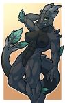  anthro breasts dragon female horn kurtassclear looking_at_viewer muscular muscular_female nipples pussy scalie smile solo 