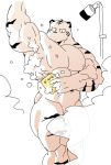  2018 abs anthro biceps digital_media_(artwork) felid fur kemono leucistic male mammal muscular muscular_male nipples nude pantherine pecs shower solo syukapong tiger 