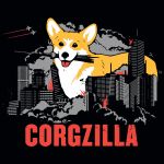  1:1 aircraft airplane all_fours ambiguous_gender black_background canid canine canis city destroyed_city destruction domestic_dog english_text feral fire fur godzilla_(series) herding_dog looking_at_viewer macro mammal outside pastoral_dog simple_background smile smoke solo text toho tongue tongue_out unknown_artist welsh_corgi 