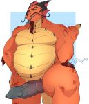  absurd_res anthro dragon erection facial_hair goatee hi_res horn knot looking_at_viewer male nude overweight overweight_male redpixie solo tongue tongue_out 